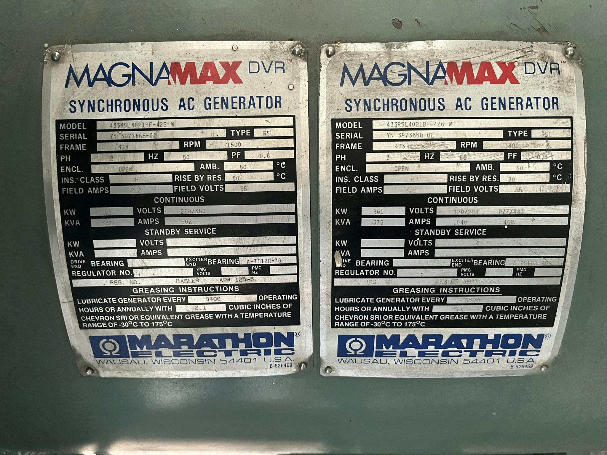 MAGNAMAX Diesel AC Generator 50/60 HZ 265/300kW